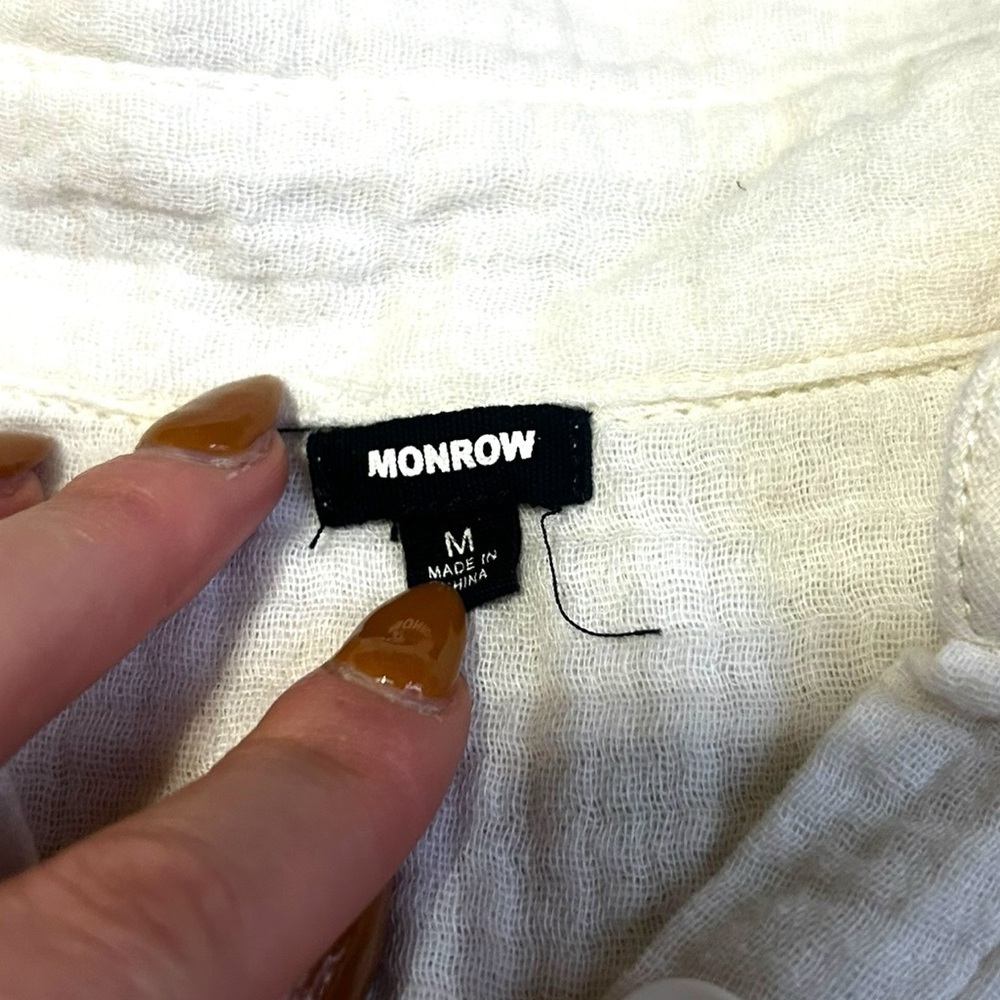 Revolve Monrow Relaxed Button Up Blouse In Chalk … - image 5